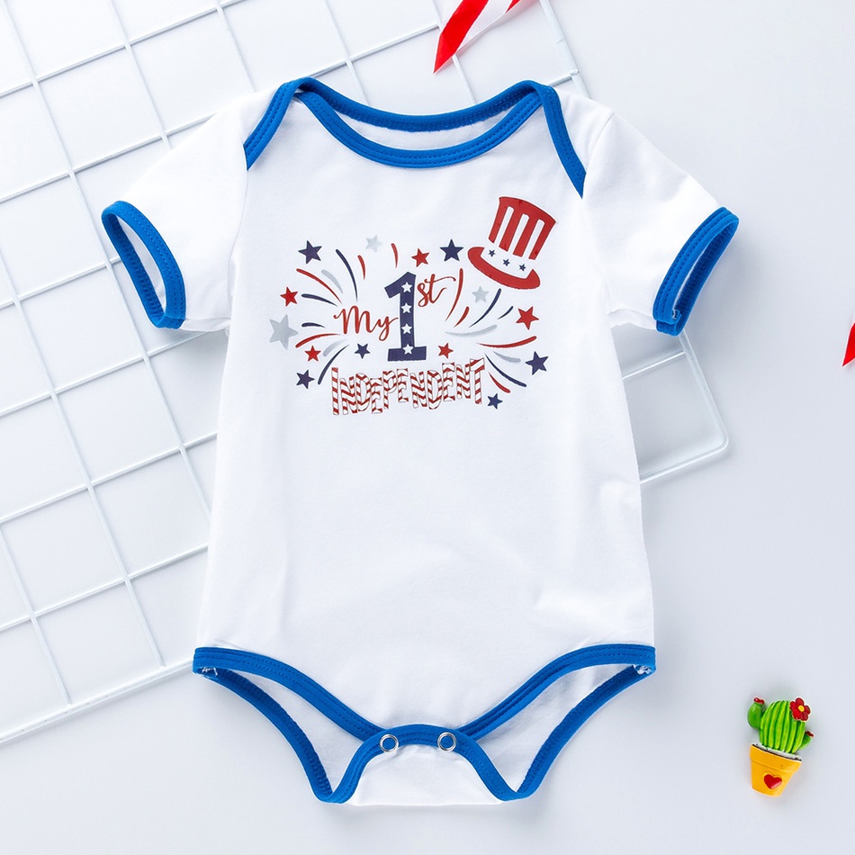 Baby FREEDOM 4th of July Independence Day Bowknot Print Rompers